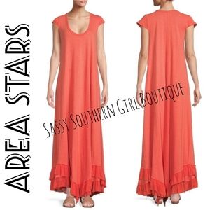 🆕⭐ AREA STARS citrus t-shirt ruffle hem maxi dress